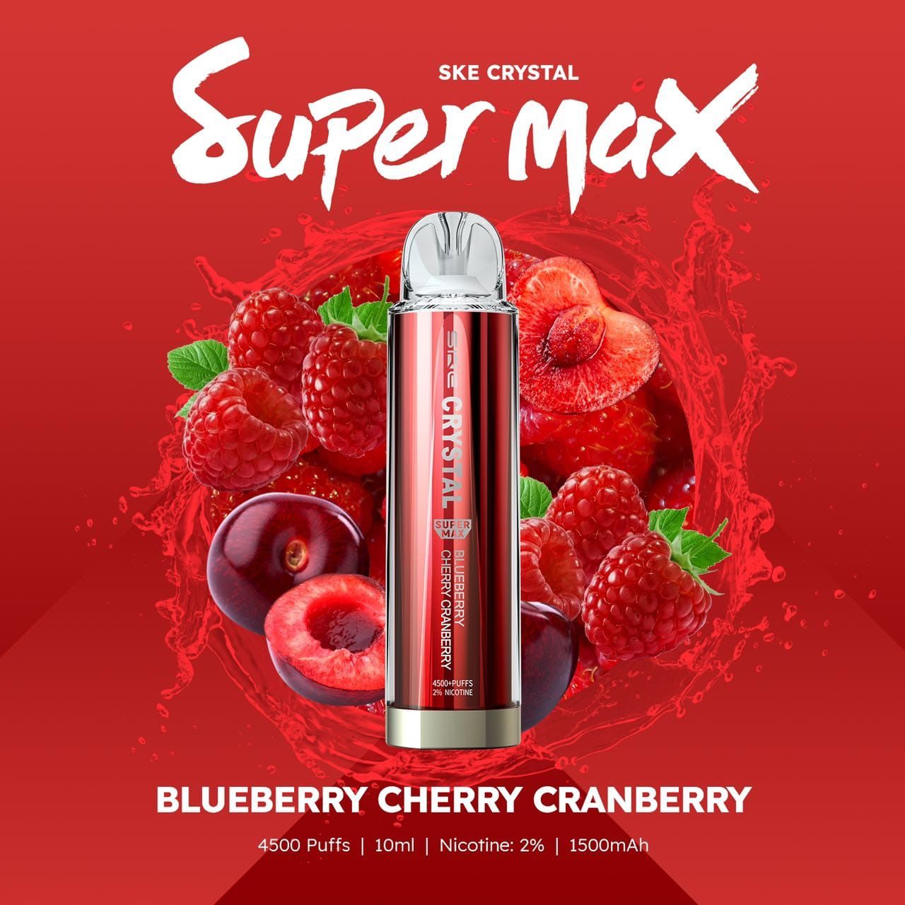 Ske Crystal Super Max 4500 Disposable Vape Puff Pod Device-Blueberry Cherry Cranberry-vapeukwholesale
