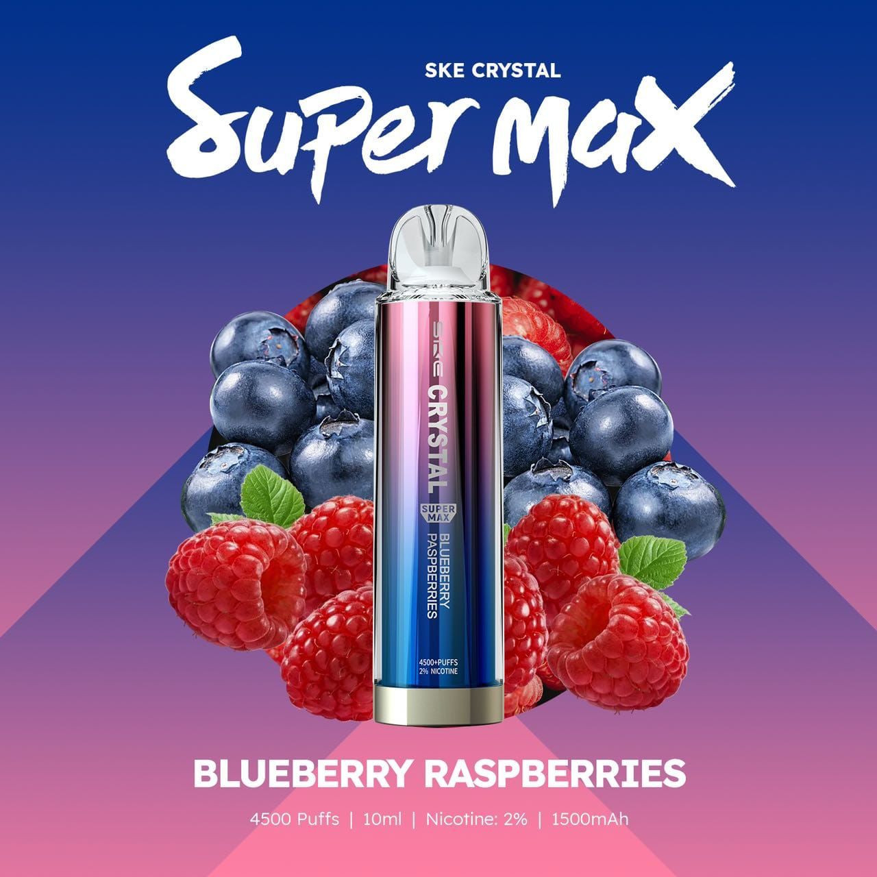Ske Crystal Super Max 4500 Disposable Vape Puff Pod Device-Blueberry Raspberry-vapeukwholesale