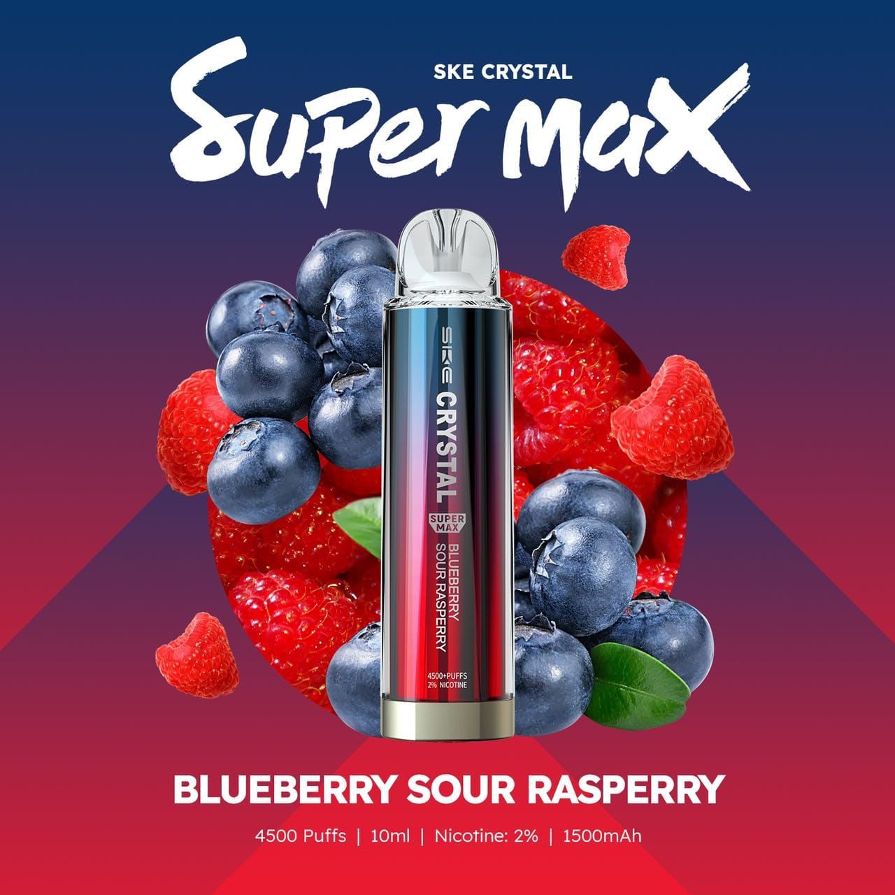 Ske Crystal Super Max 4500 Disposable Vape Puff Pod Device-Blueberry Sour Raspberry-vapeukwholesale