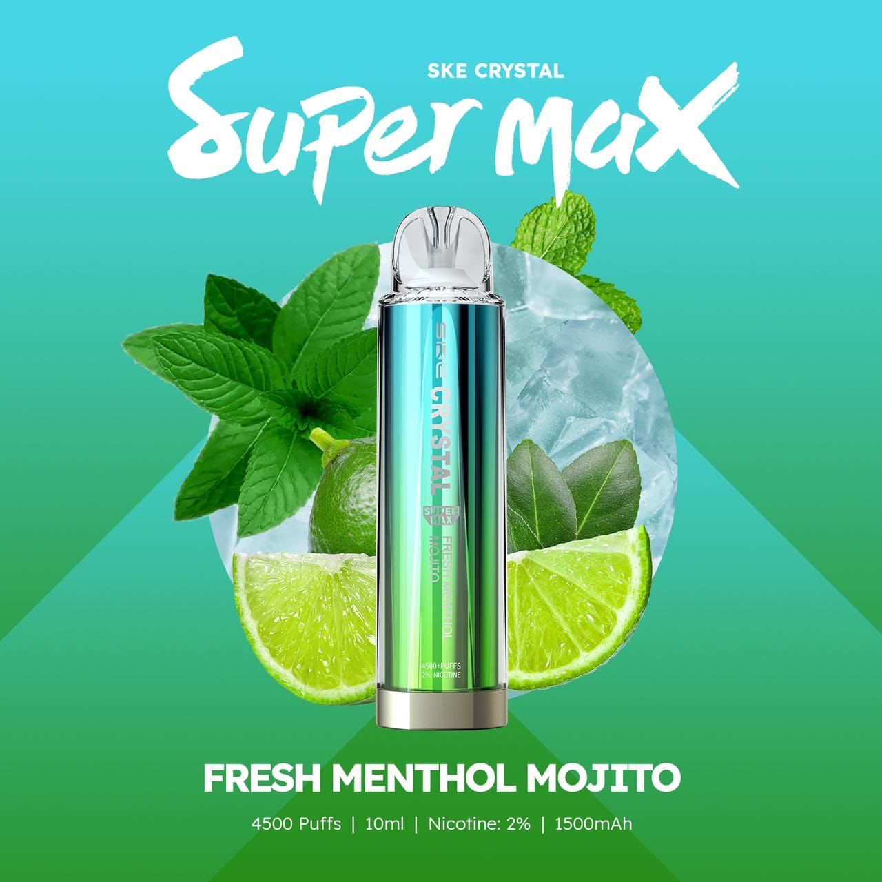 Ske Crystal Super Max 4500 Disposable Vape Puff Pod Device-Fresh Menthol Mojito-vapeukwholesale